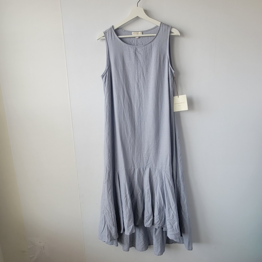 Cynthia Rowley women's Linen Blend‎ maxi Hi-Low Dress sz S Lagenlook Artsy